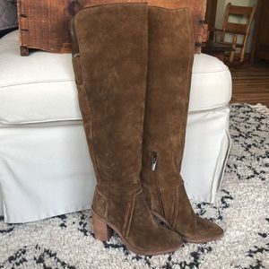 Vince Camuto tan/brown suede knee high boots/heel